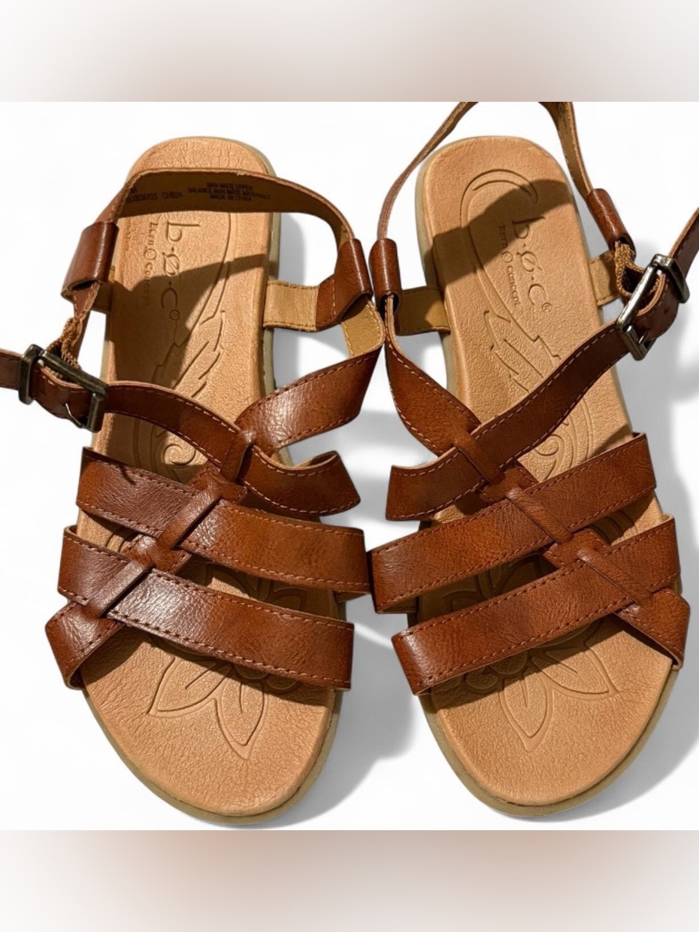 b.o.c. Brown Leather Multi-Strap Sandals